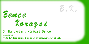 bence korozsi business card